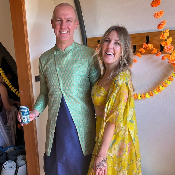 Blue Jacquard Silk Sherwani Set For Men by ARYAVIR MALHOTRA - Picture 8 of 8